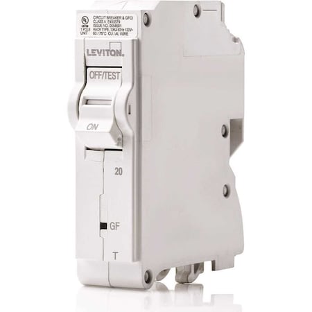 Leviton Circuit Breaker, 20A, 1 Pole, 120V AC R03-LB120-GFR